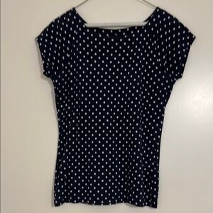 Ralph Lauren Navy Polka Dot Fitted Blouse